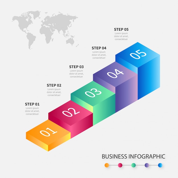 Kostenloser Vektor infographic schritte des modernen bunten geschäfts