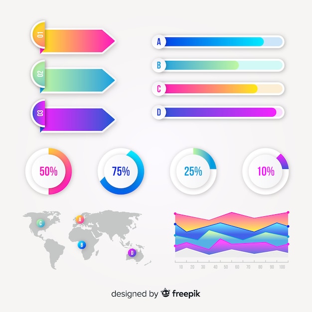 Infographik Elemente mit Farbverlauf