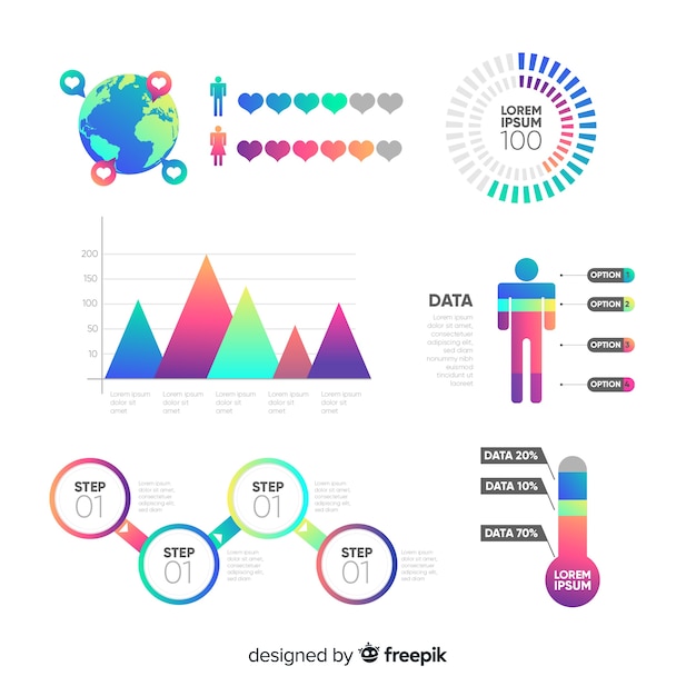 Kostenloser Vektor infographik elemente mit farbverlauf