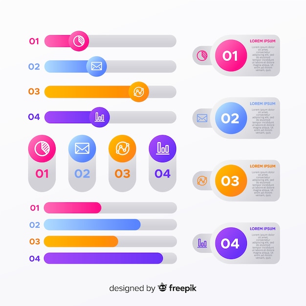 Infographik elementsammlung mit farbverlauf