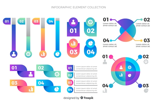 Infographik elementsammlung mit farbverlauf