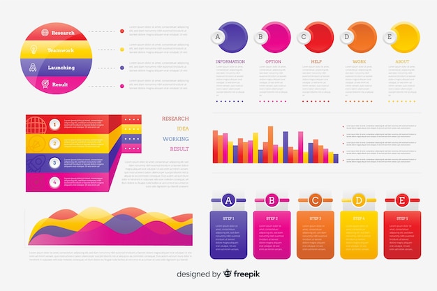 Infographik elementsammlung mit farbverlauf