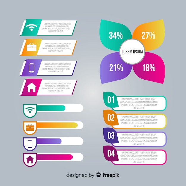 Infographik farbverlauf elementsammlung