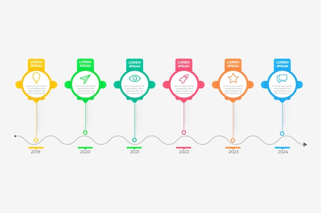 Kostenloser Vektor infographik farbverlauf timeline