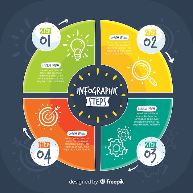 Infographik schritte hintergrund