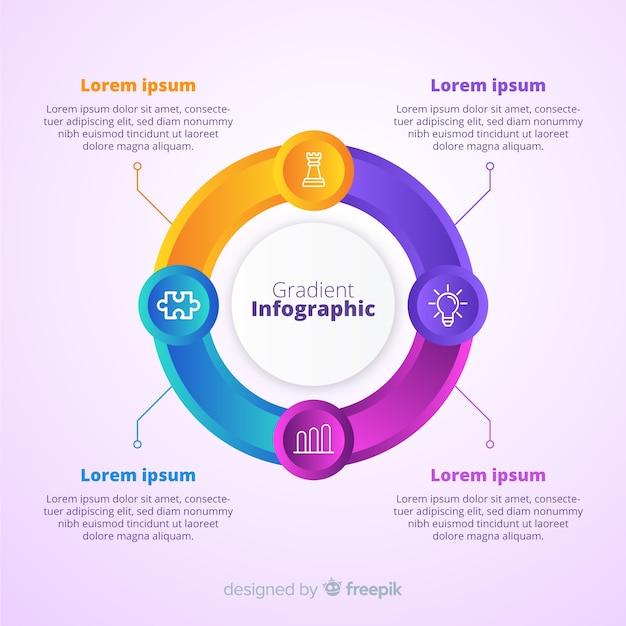 Kostenloser Vektor infographik vorlage im farbverlauf stil