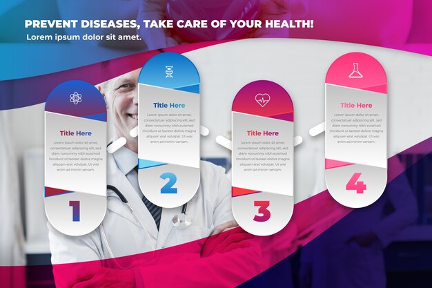 Kostenloser Vektor infographik vorlage mit foto