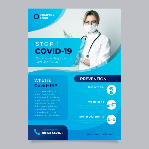 Informativer coronavirus-flyer mit foto