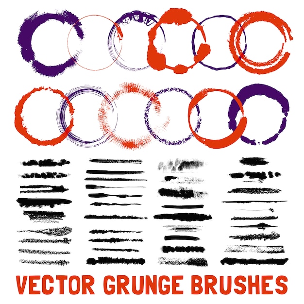 Kostenloser Vektor inked circle brush styles festgelegt