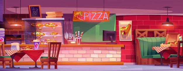 Innenraum eines Pizza-Restaurants Italienisches Café Hintergrund