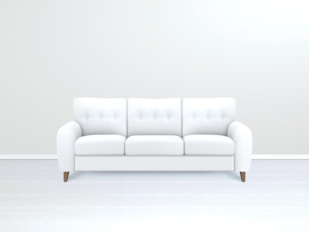Innenraum mit weißer lederner Sofa Illustration