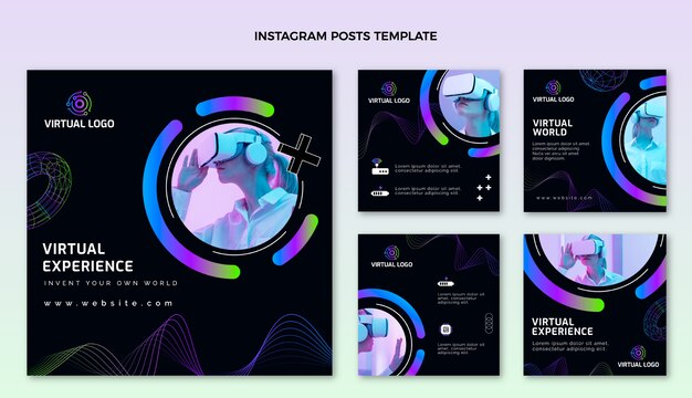 Instagram-Beiträge mit abstrakter Technologie mit Farbverlauf