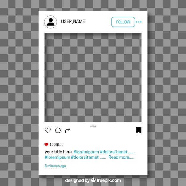 Kostenloser Vektor instagram beitrag mit transparentem hintergrund