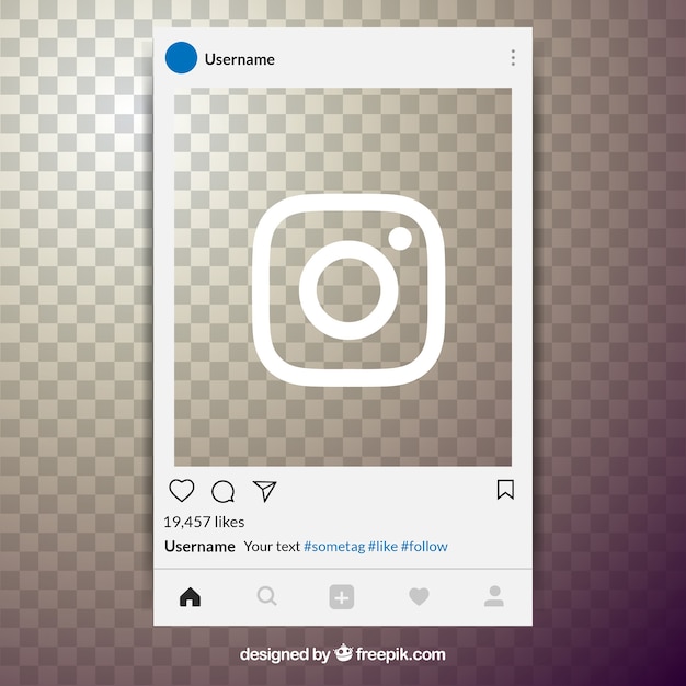Kostenloser Vektor instagram beitrag mit transparentem hintergrund
