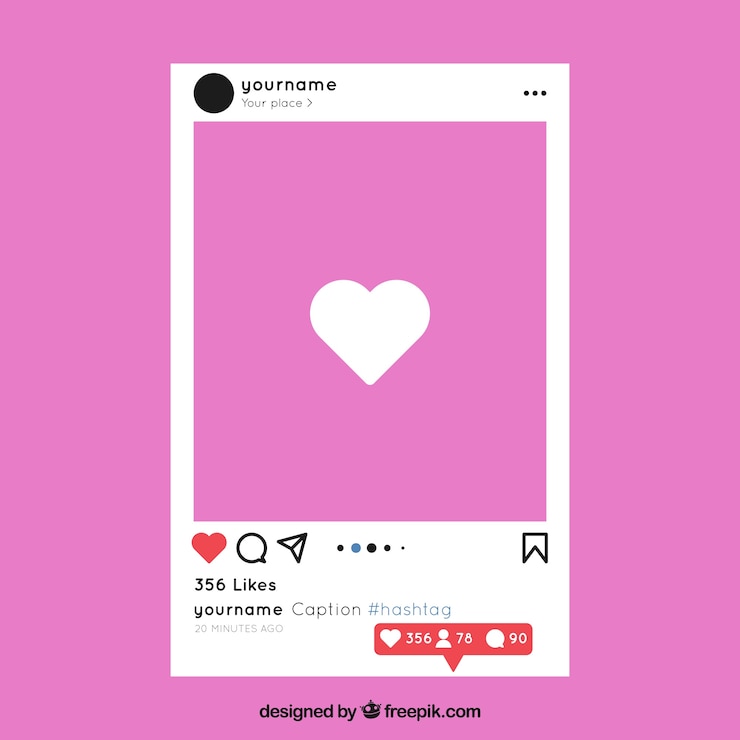 Kostenlose Vektor instagram beitragsvorlage mit benachrichtigungen
