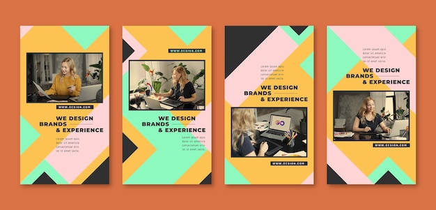 Instagram-Geschichten des Webdesigners mit flachem Design