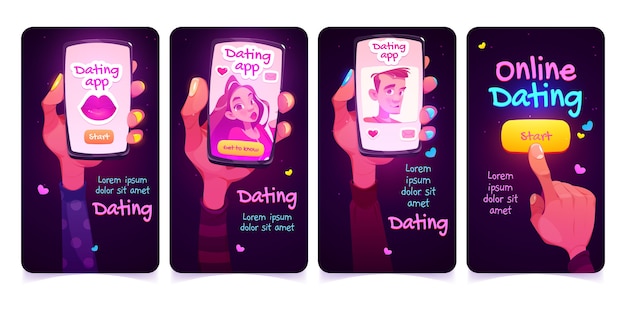 Instagram-geschichten für dating-apps im cartoon-stil