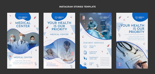 Kostenloser Vektor instagram-geschichten für die medizinische versorgung im flachen design