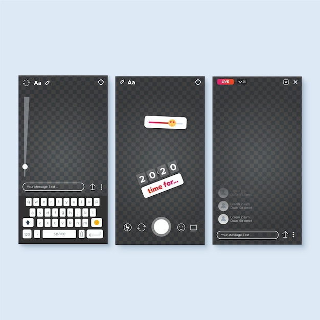 Kostenloser Vektor instagram geschichten interface template-konzept