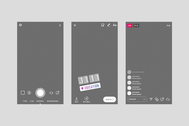 Kostenloser Vektor instagram geschichten interface-vorlage