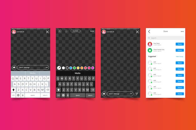 Instagram Geschichten Interface-Vorlage