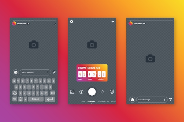 Kostenloser Vektor instagram geschichten interface-vorlage
