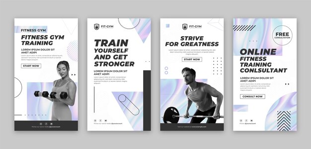 Instagram-geschichten mit farbverlauf im fitnessstudio