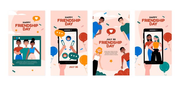 Instagram-geschichtensammlung zum tag der flachen freundschaft