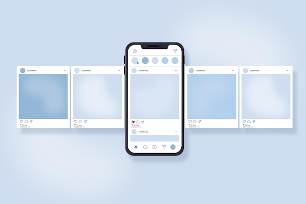 Instagram Karussell Schnittstelle mit Smartphone