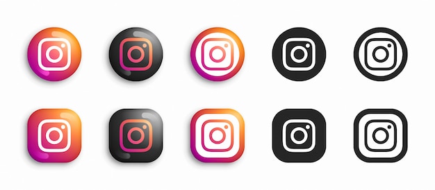 Instagram modern 3d und flat icons set