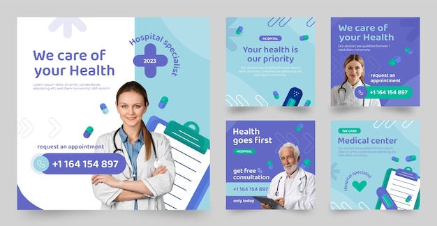 Instagram-Post für Gesundheitseinrichtungen im flachen Design