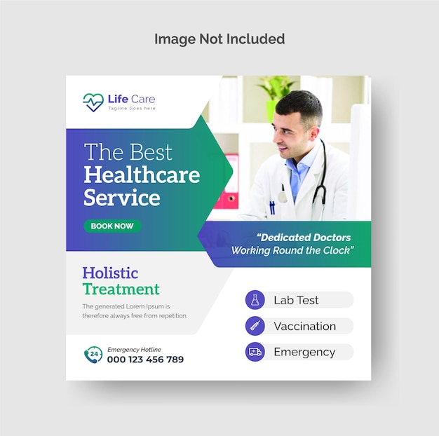 Instagram-post für medizin und gesundheitswesen oder social-media-webbanner-vorlage premium-vektor