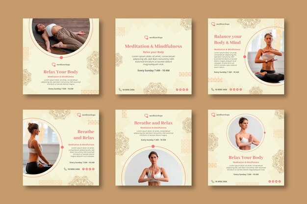 Instagram Posts Sammlung für Meditation und Achtsamkeit