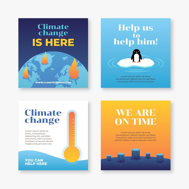 Instagram-posts zum gradienten klimawandel Kostenlosen Vektoren