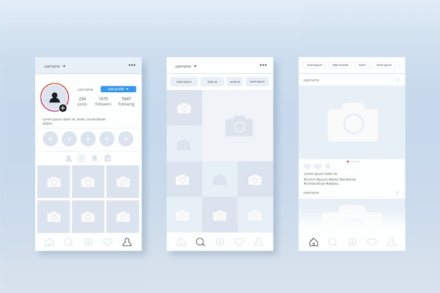 Instagram profil interface vorlage