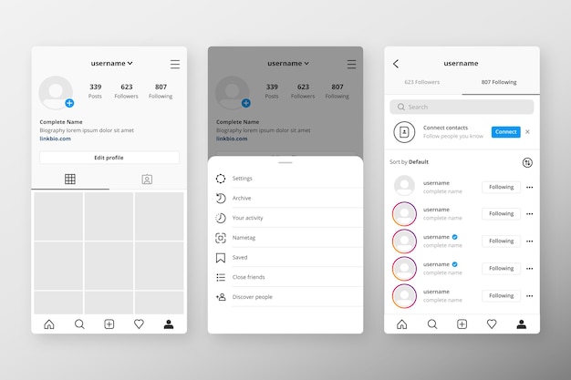 Instagram Profil Interface Vorlage