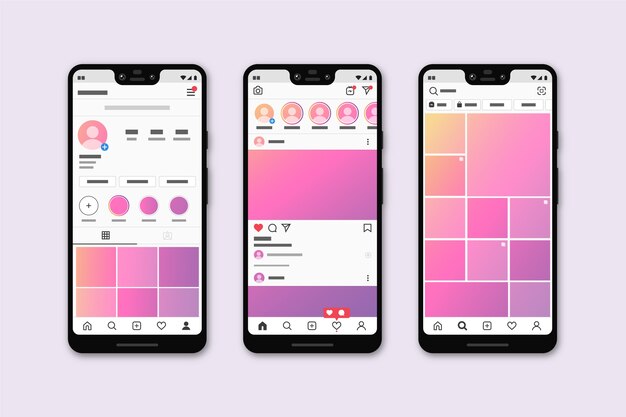 Instagram-Profilschnittstellenschablone mit Handy