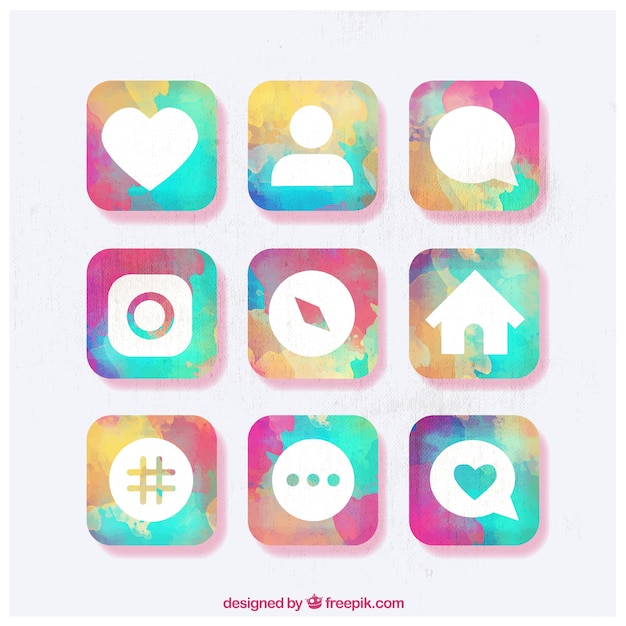 Kostenloser Vektor instagram social media icon-sammlung