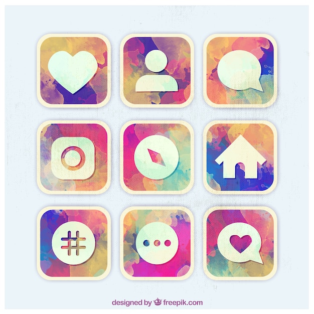 Kostenloser Vektor instagram social media icons