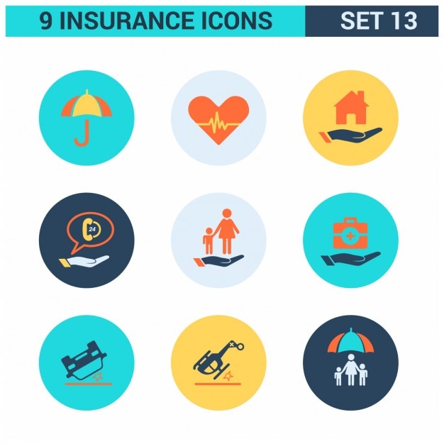 Kostenlose Vektor insurance icons set