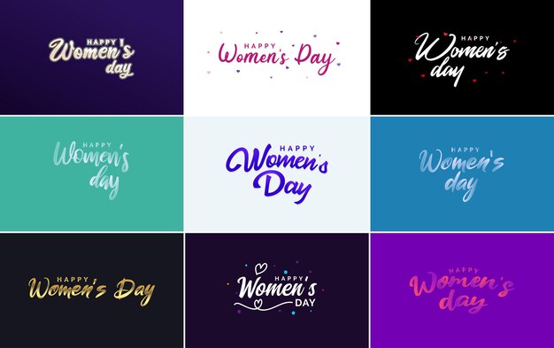 Internationaler frauentag vektor handgeschriebener typografie-hintergrund