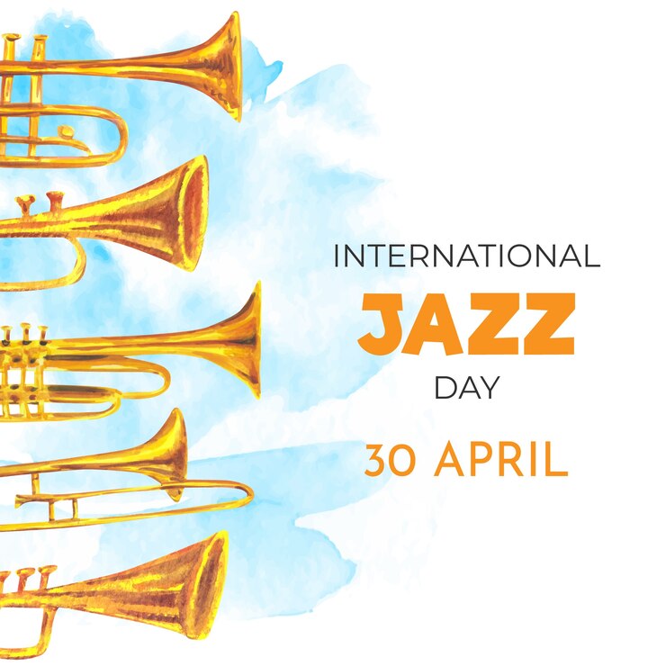 Kostenlose Vektor internationaler jazz-tag des aquarelldesigns