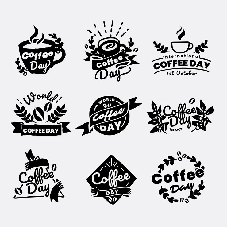 Kostenlose Vektor internationaler kaffeetag logo-set