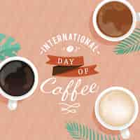 Kostenloser Vektor internationaler kaffeetag mit flachem design