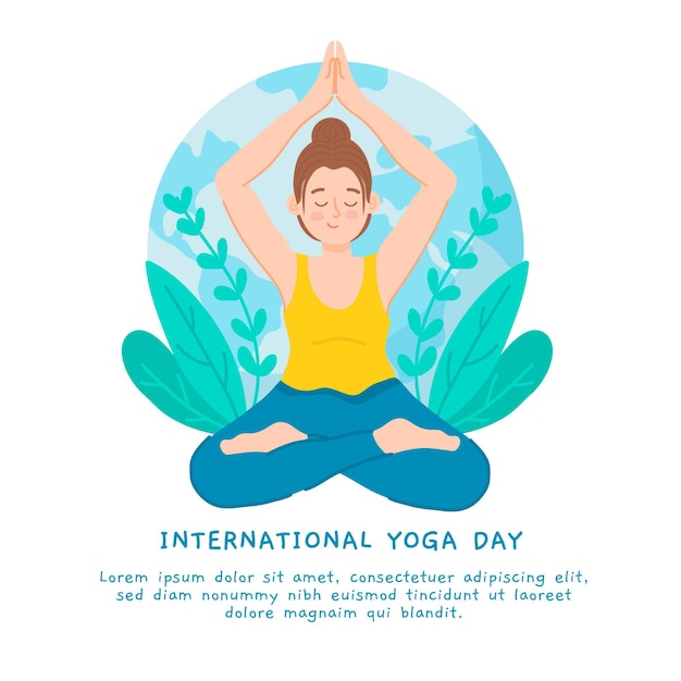 Internationaler tag der yoga hand gezeichnet