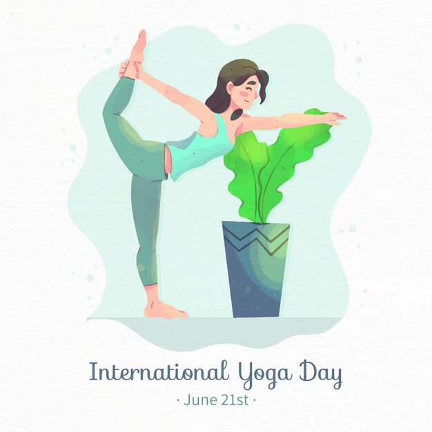 Internationaler Tag der Yogaillustration des Aquarells