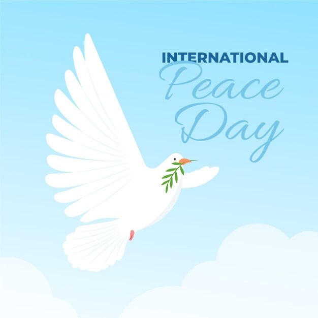 Internationaler Tag des Friedens mit Taube am Himmel