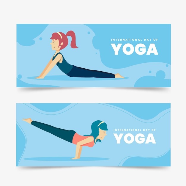 Kostenloser Vektor internationaler tag des horizontalen yoga-banners