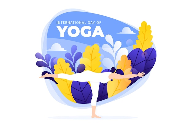 Internationaler Tag des Yoga des flachen Designs