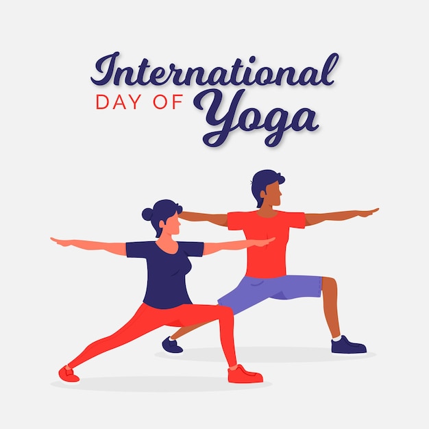 Internationaler tag des yoga des flachen designs